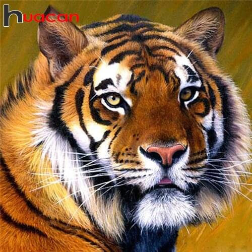 Huacan Diamond Painting Full Square New Arrival Animal 5D Diamond Embroidery Sale Tiger Mosaic Decor For Home