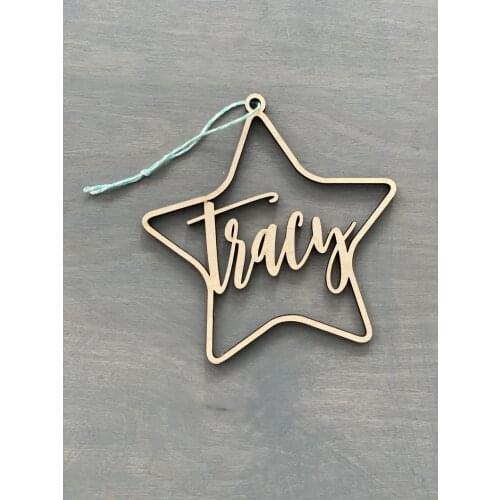 Personalized Star Name Ornament,Custom WOOD Christmas Ornament,Babys Christmas Ornament, Wood Ornament, Wedding Gift,BabyShower