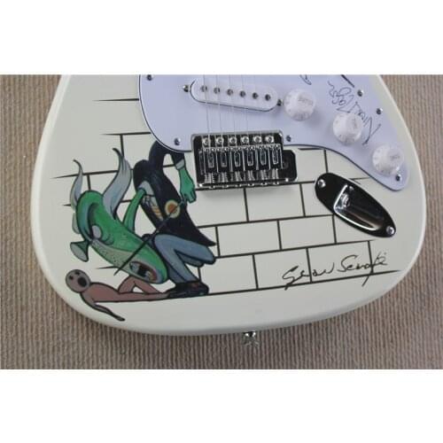 Custom 6 string cream yellow guitar,elves pattern veneer,tremolo bridge,SSS pickups,chrome button