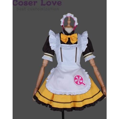 LoveLive Aqours Kurosawa Ruby Coffee Shop Dessert Striped Maid Cosplay Costume Halloween Carnaval Christmas Costume