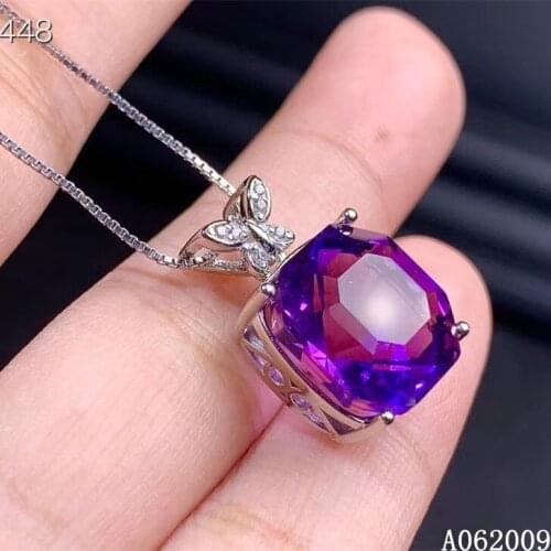 KJJEAXCMY fine jewelry 925 Sterling Silver inlaid Amethyst classic girl new Pendant Necklace hot selling