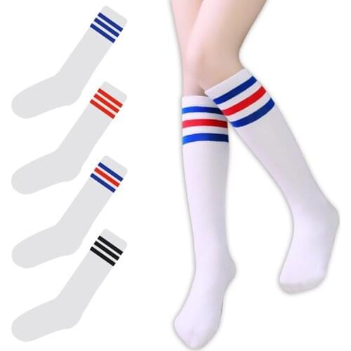 Korea college style Women&Girl long tube three/3 striped socks colorful fashion cotton high quality fancy tube socks