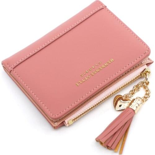 Tassel Women Wallet Small Cute Wallet Women Short Leather Women Wallets Zipper Heart Purses Portefeuille Female Purse Clutch