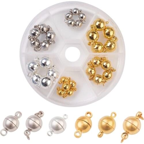 PandaHall Brass Magnetic Round Ball Jewelry Necklace Connector Jumprings Loop Link Metal Clasps for Jewelry Findings Accessories