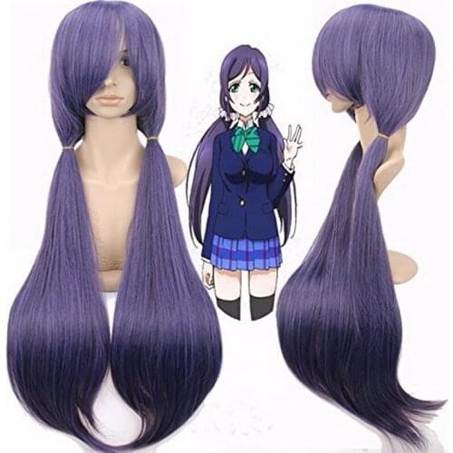 Lovelive Nozomi Tojo Long Purple Cosplay Wig Synthetic Hair Halloween Costume Party Play Wigs With Bangs Free Shipping