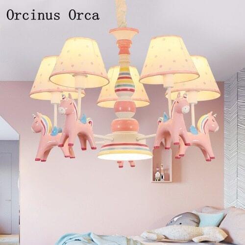 Nordic Modern pink Chandelier Princess Room Girls Bedroom Childrens Room Lights American Cartoon Creative Animal Chandelier