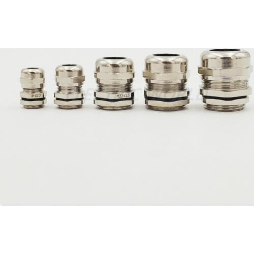 Metal Cable Glands PG7 M12 Waterproof Nickel Brass Metal Wire Connector Wire Glands for 3.0-6.5mm IP68 Metal cable Connector