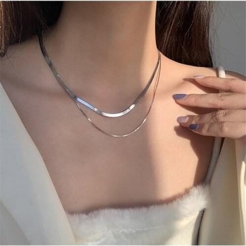 Fashion Silver Plated Clavicle Necklace Female Jewelry Trendy Snake Box Double Chains On Neck Women Gold Choker Necklaces Female