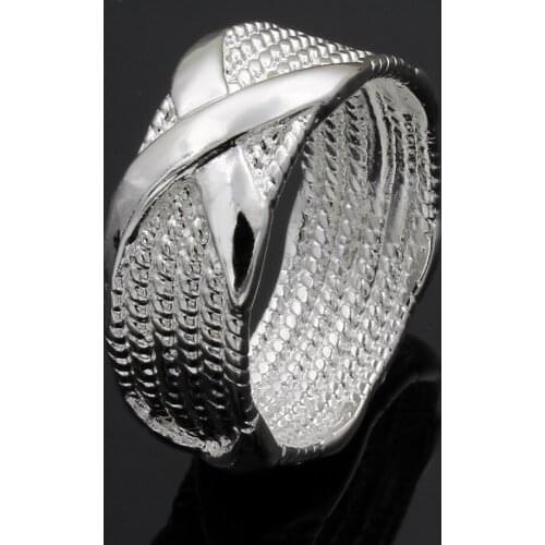 Fashion Jewelry Silver Plated Rings for Women Cross Shape Wedding Bridal Jewelry,X Ring wedding Rings Size 6-10 anelli donna