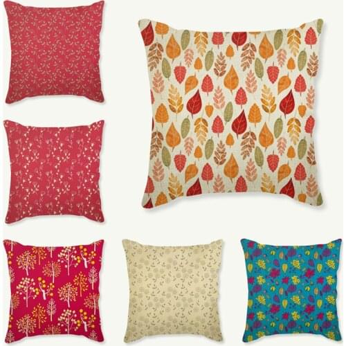 Fashion Beautiful Colorful Leaves Printed Cushion Cover Multicolor Pillow Case for Sofa Bed Decorative Cojines 45*45cm