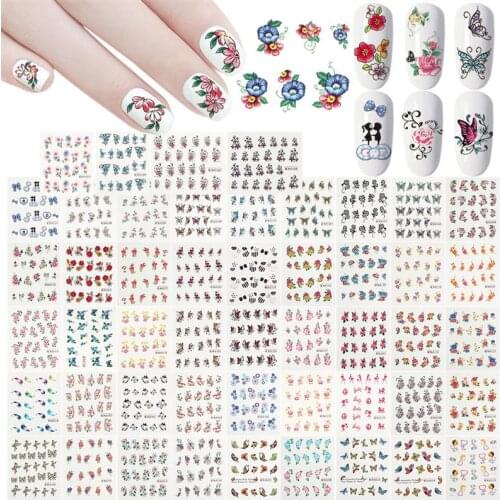 50 Sheets Nail Sticker DIY Flower Butterfly Water Transfer Nail Decal Nail Decor Dail Art Transfer Sticker Decals Accessories