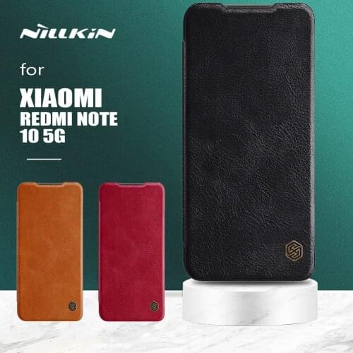 Nillkin for Xiaomi Redmi Note 10 5G Case Qin Flip Leather Case Slim Wallet Card Slot Case for Redmi Note 10s 10 Pro Max Cover