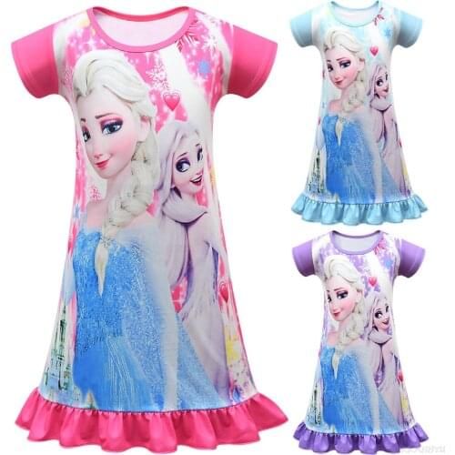 Disney New Girl Princess Frozen Elsa Home Dress Baby Girls Pyjamas Nightgown Kids Sleepwear