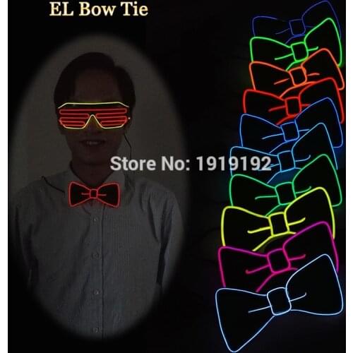 New Design Light 10 Color Select Fashion Light Up LED Bow Tie glowing EL wire Bow Tie For Evening Party,DJ,bar,club or Show