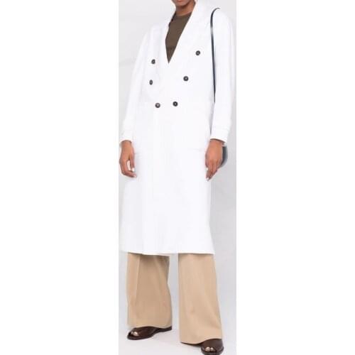 Autumn Winter New Overcoat 2021 Fashion Elegant Notched Collar Brief Double Breasted Special Long Split Women Straight Outerwear