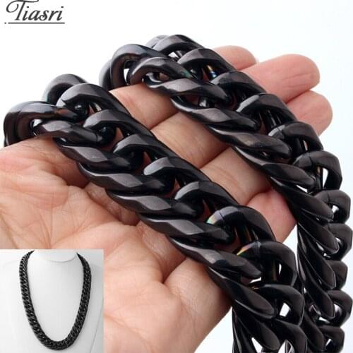 Tiasri 20mm Heavy Stainless Steel Necklace Man Cubas Chain Link Choker Waterproof Friend Gift Punk Style Jewelry Wholesale