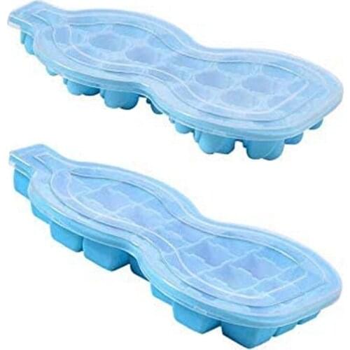 Ice Cube Tray with Lid 2-Piece, Easy-To-Release Stackable Small Ice Cube Tray for Beverage Whiskey Bourbon Cocktail