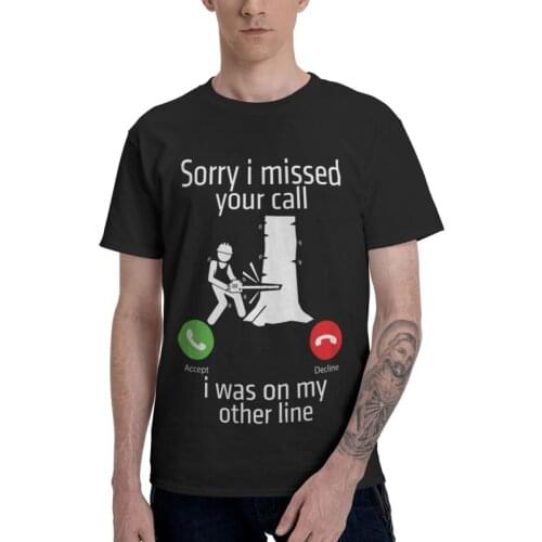 Sorry I Miss Your Call I Was On Other Line Tshirts Men Graphic Tees Cotton T Shirt Short Sleeve Chainsaw Man Anime Manga T-shirt