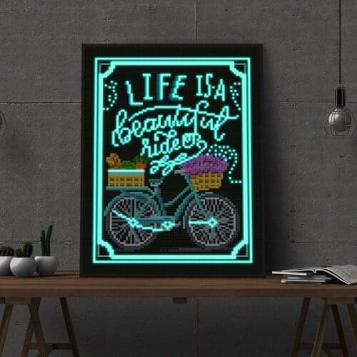 Bicycle LED 5D Diamond Painting Kits Luminous Night Light Diamond Embroidery Cross Stitch Picture Of Rhinestone Home Decoration