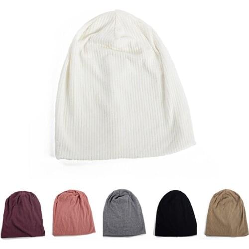 Womans Hat Simple Solid Color Ribbing New Beanies Mans Casual Soft Elastic Fashion Bucket Skullies Earmuffs Caps Balaclava