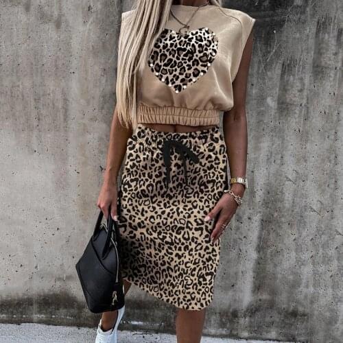 2 Piece Set Women Tracksuit Skirt And Top Sets Summer Sleeveless Casual Suit Solid Fall Woman Clothes Ensemble Femme