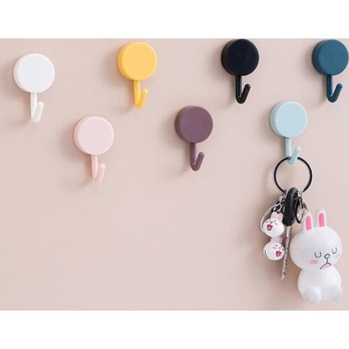 10Pcs Solid Color Self-adhesive Hanging Nordic Style Drill Free Door Without Nail Trace Hook Key Clothes Wall Home Kitchen Racks