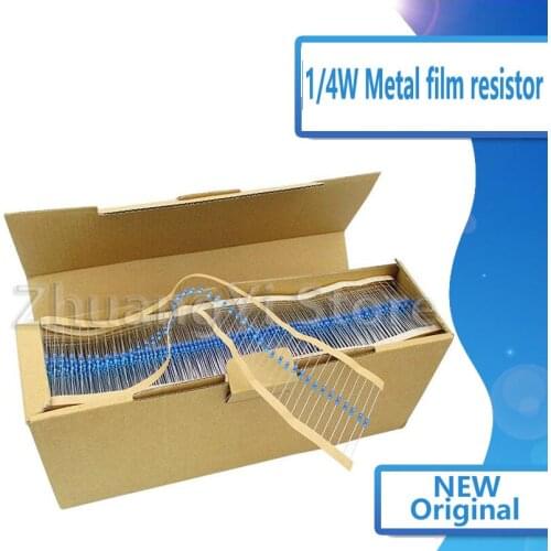 100pcs/lot 1/4W 1% Metal film resistor 1R~1M 100R 220R 330R 1K 1.5K 2.2K 3.3K 4.7K 10K 22K 47K 100K 100 220 330 1K5 2K2 3K3 4K7
