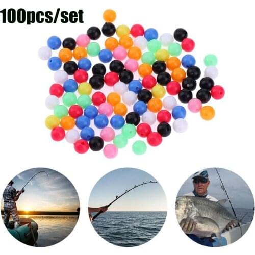 100pcs New Stoppers Mixed Color PE Plastic Double Pearl Drill Floats Balls Fishing Cross Beads
