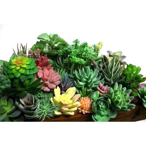 12pcs/set Artificial Green Flocking Succulents Fake Plants Home Garden Office Decoration DIY Craft Mini Flower Succulent