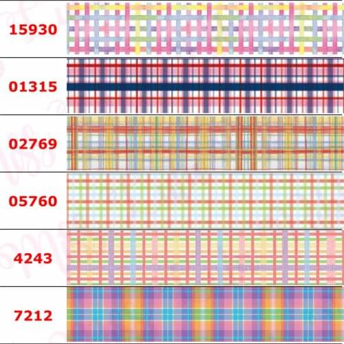 16mm-75mm Geometric Check Series Printed Grosgrain/Elastic Ribbon Cartoon Gradient Color DIY Hair Bowknot 50yards/roll