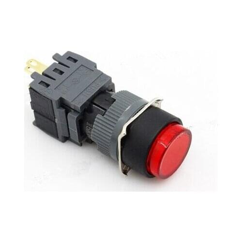 16MM Switch Self-locking Round indicator 5A 220VAC TPDT (3a+3b With LED ) F16-373 DIP Top red colour new and original