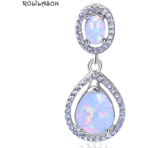 2.74g Wholesale Refined Zirconia White fire Opal Fashion jewelry Silver Stamped Necklace Pendants OP471C