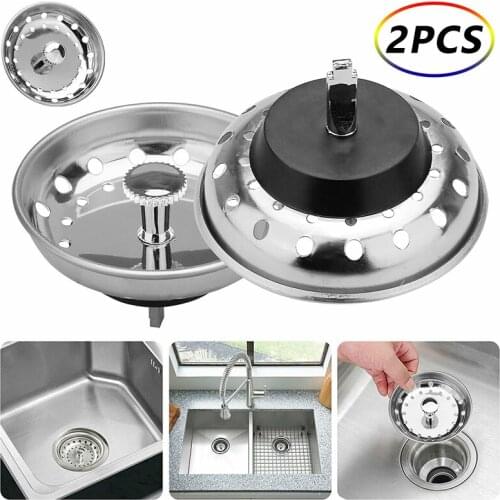 2PCS Stainless Steel Sink Disposal Stopper Home Kitchen Sink Drain Strainer Waste Plug Basket Filter Anti-Clogging Household