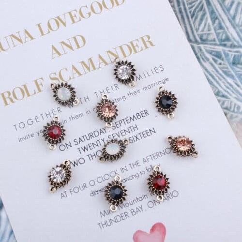 20pcs/lot Fashion Jewelry Sunflower Shape With Rhinestone Double Pendant Charms For DIY Bracelet&Earring Accessories