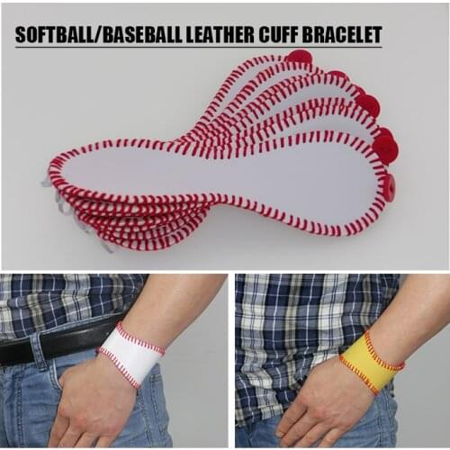 2019 New Baseball or Softball Bracelet Custom Sport Bracelet Hand Stamped PU Leather Monogram Bracelet