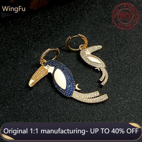 925 sterling silver earrings inlaid zircon earrings tropical resort style toucan earrings luxury brand Monaco jewelry gift