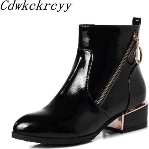 Women Boots Autumn and winter New style fashion British style Short boots Side zipper Cashmere Keep warm Winter boots size 34-43