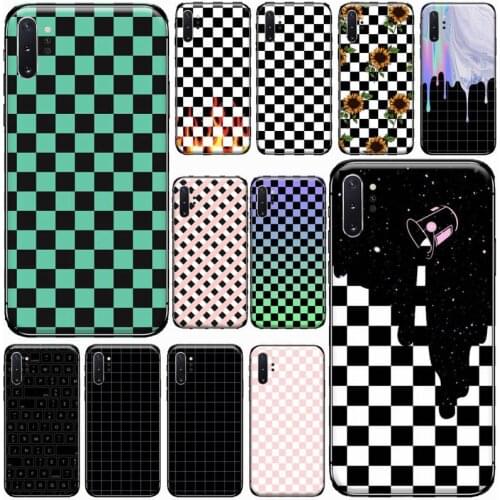 Black and white checkerboard Phone Case For Samsung Galaxy S8 S9 S10 Plus S10E Note 3 4 5 6 7 8 9 10 Pro Lite cover