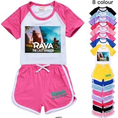 Raya and The Last Dragon Childrens leisure suit T-shirt + shorts leisure sports suit toddler girl summer clothes boy clothing
