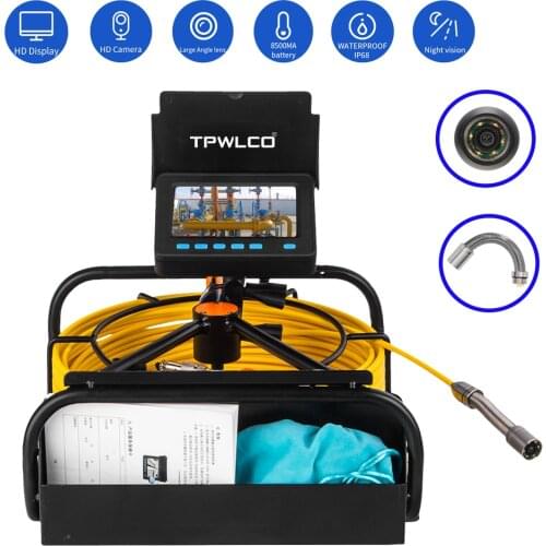 Sewer Inspection Camera with DVR 16GB TF Card 17mm Pipe Drain Industrial Endoscope 8500mah Battery 10/20/30/40/50M Cable