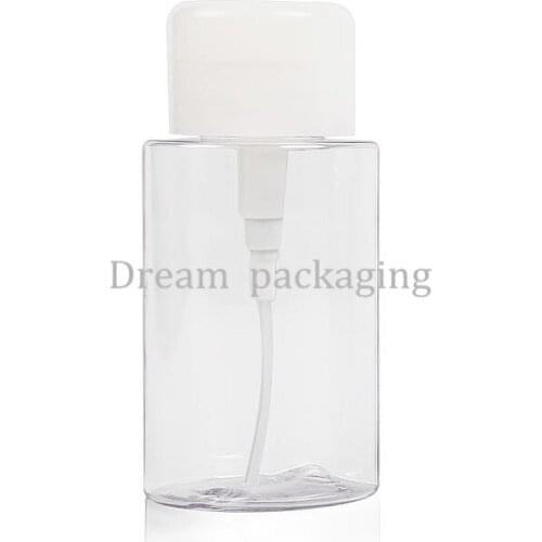 200ML Transparent Empty Pump Liquid Alcohol Press Nail Polish Remover Cleaner Bottle Dispenser Make Up Refillable Container