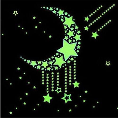 Hot sell 100pc/Set Wall Stickers Illuminate Bedroom Bright Stars Fluorescent Color Tattoos Wall Stickers Home Decor 4 Style
