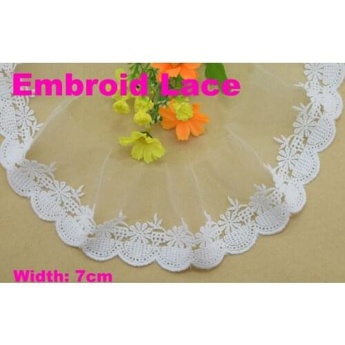 7cm width Cotton embroid lace sewing ribbon guipure trim or fabric warp knitting DIY Garment Accessories free shipping#3281