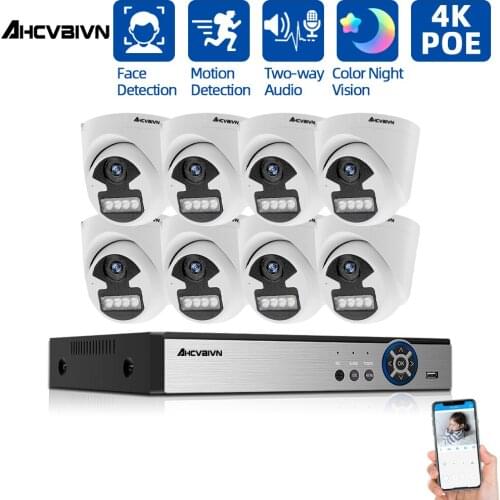 H.265+ 8CH Ultra HD CCTV 4K NVR system 5MP night vision Security Camera Kit Face Detection Video Two way Audio Surveillance Cam