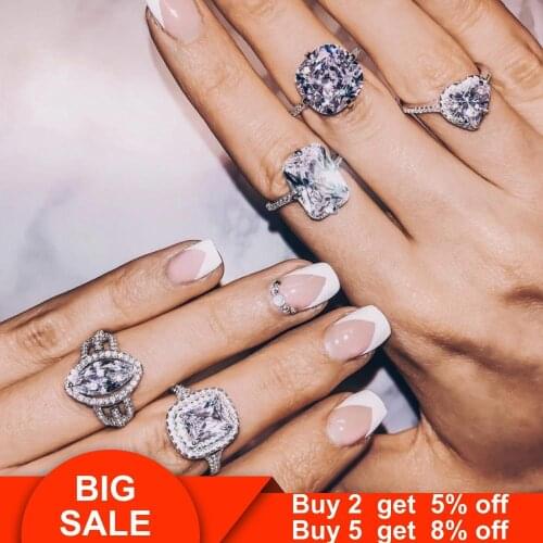 50 Styles Handmade Promise ring Real 925 Sterling silver AAAAA Cz Stone Statement Party Wedding Band Rings for women men Jewelry