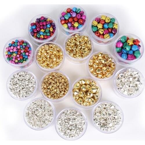 200pcs/lot 8mm Gold Rhodium mixed colors of pine bells small bells Christmas decorations gifts wholesale