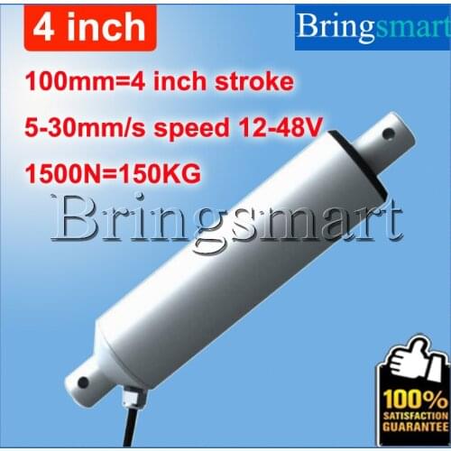 Wholesale 4 inch 100mm 12-48v Linear Actuator 12V Dc Motor 5-30mm/S 1500N Heavy Duty Electric Motor tubular motor Waterproof
