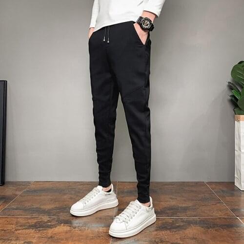 Simple Korean Slim Fit Men Clothes 2020 Harem Pants Casual Streetwear Hip Hop Joggers Trousers Black All Match 36-28