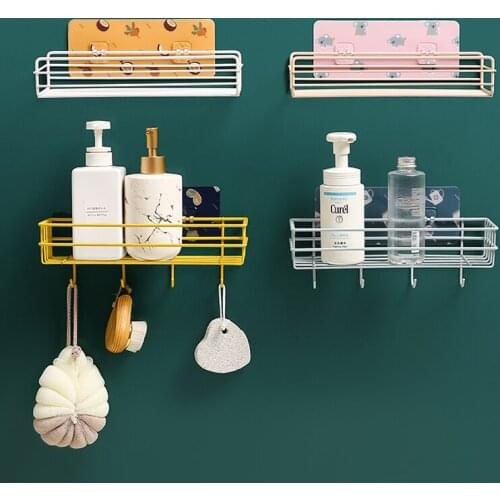Wall Mounted Bathroom Toilet Kitchen Shower Accessories Storage Organiser Organizer Shampoo Rack Container Basket Shelf Bracket