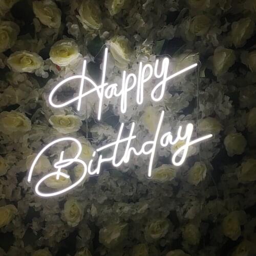 Neon Sign Light Happy Birthday Decoration Letters Banner Led Lamp For Girl Boy Party Home Anniversary Gifts Acrylic Wall Mural